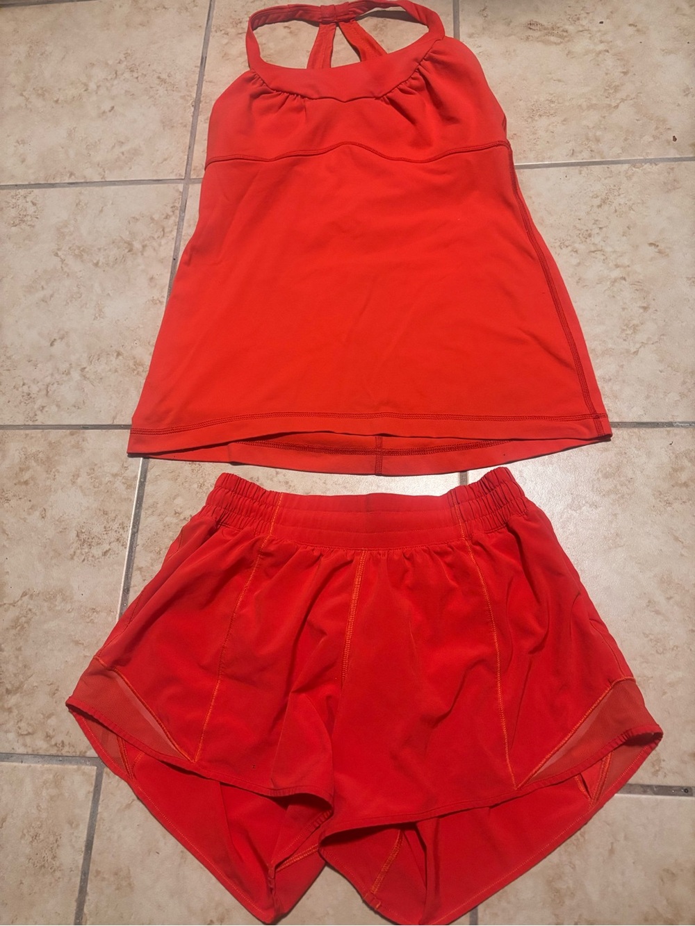 Lululemon Bundle HOT RED tank and hotty hots shorts